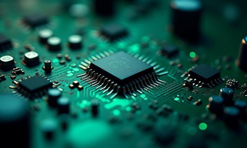 Close-up of a precision-engineered circuit board, highlighting detailed craftsmanship
